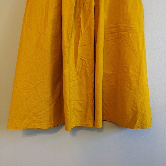 EGO FASHIONS Vtg Mustard A-line Midi Skirt - Picture 6 of 10